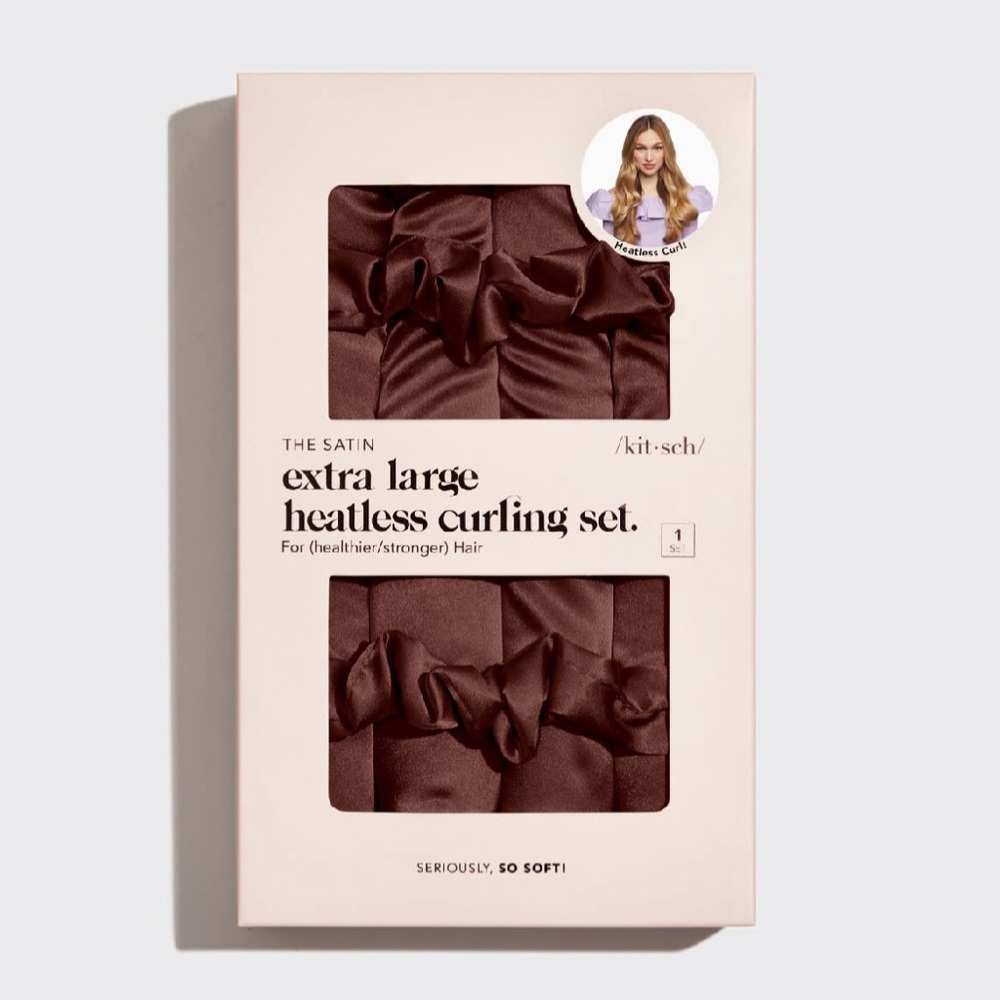NWT Chocolate XL Satin Heatless Curling Set